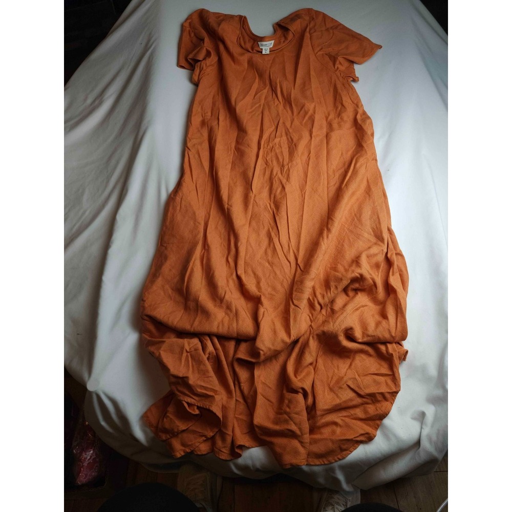 Coldwater Creek Maxi Dress Womens Size XL Orange Woven Boho Long Casual Summer